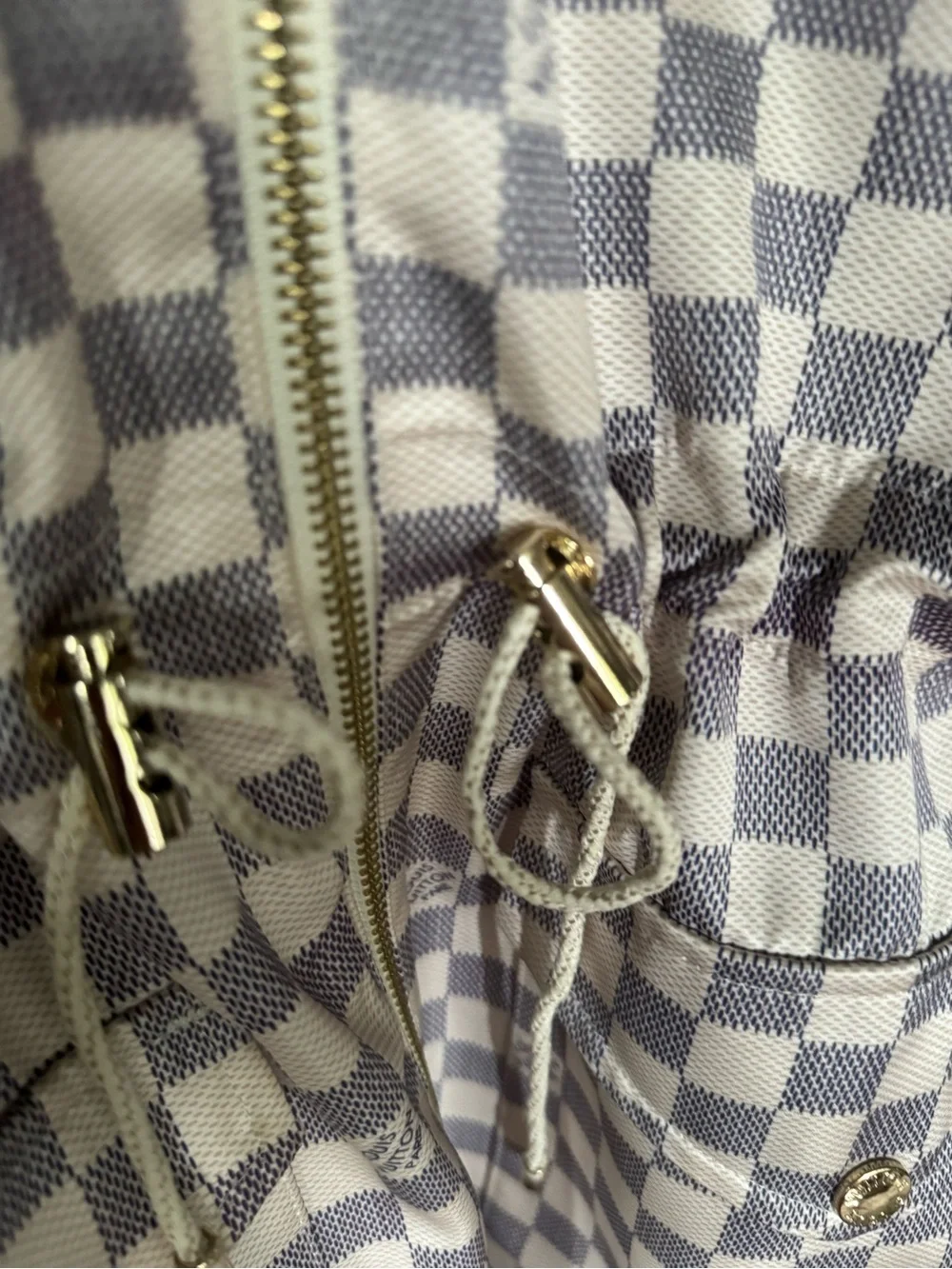 Louis Vuitton sz s sz 40 Checked Hooded Drawstring Parka Jacket - Cream Check